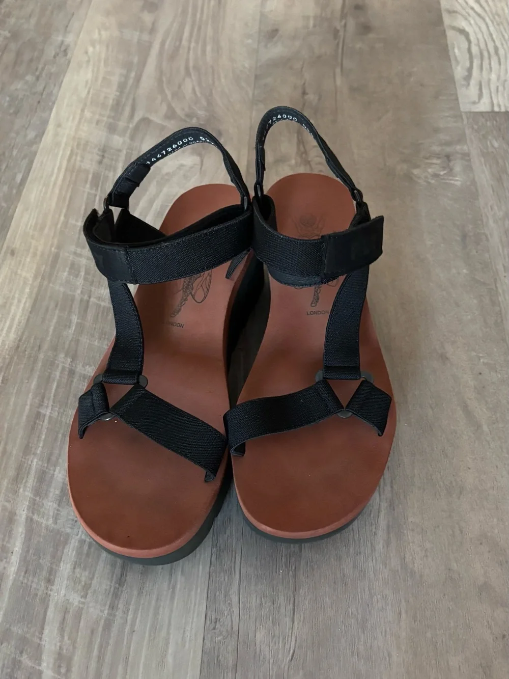 FLY Women’s Black Platform Sandal with Brown Footbed